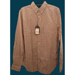 Ben Sherman Long Sleeve Black/White/Red Plaid Shirt Men’s SMALL Button Up NWT